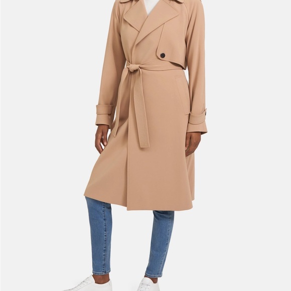 Theory Perflect Raglan Wrap Trench Coat in Camel, Size Medium - Picture 4 of 9